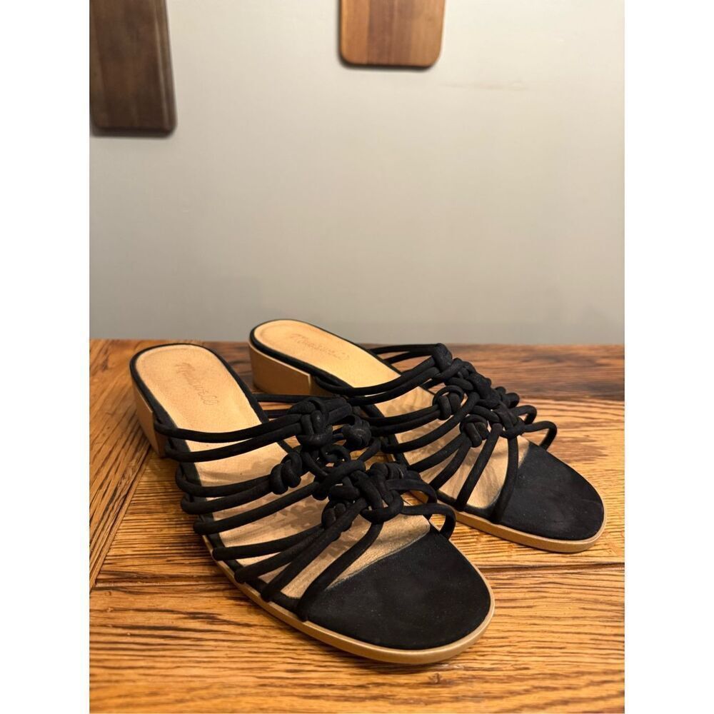Madewell Black Strappy Knot Slide Sandals